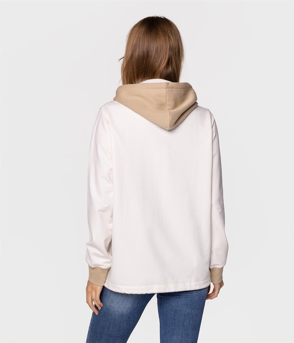 Rozpinana bluza damska z kapturem ALEXIA 4510 OFF WHITE
