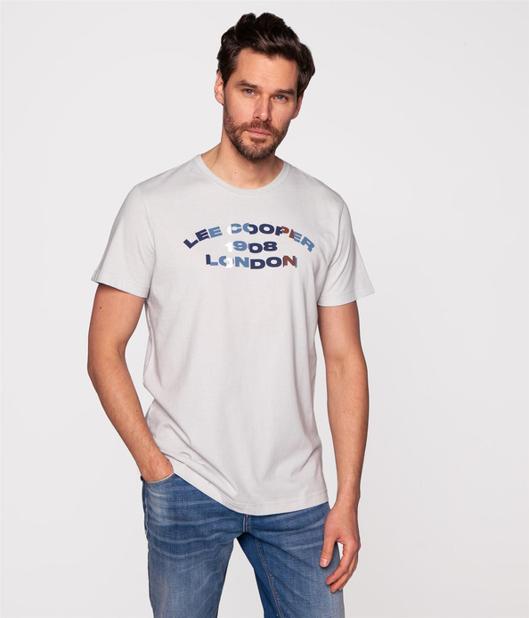 T-shirt regular z brandowanym nadrukiem COLOUR 4303 DAWN BLUE