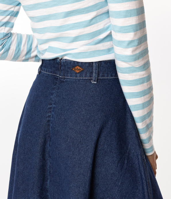 Jeansowa rozkloszowana spódnica NEMA 3084 BLUE BLACK