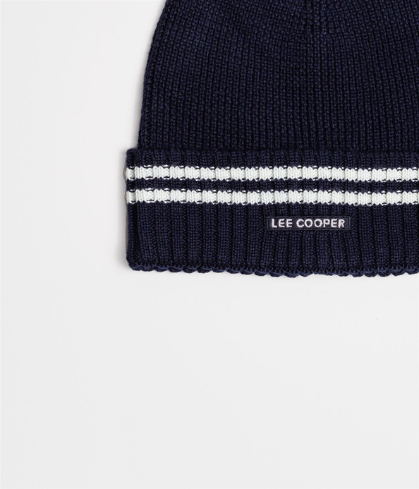 Czapka zimowa męska z wełną merino 5054 NAVY STRIPES