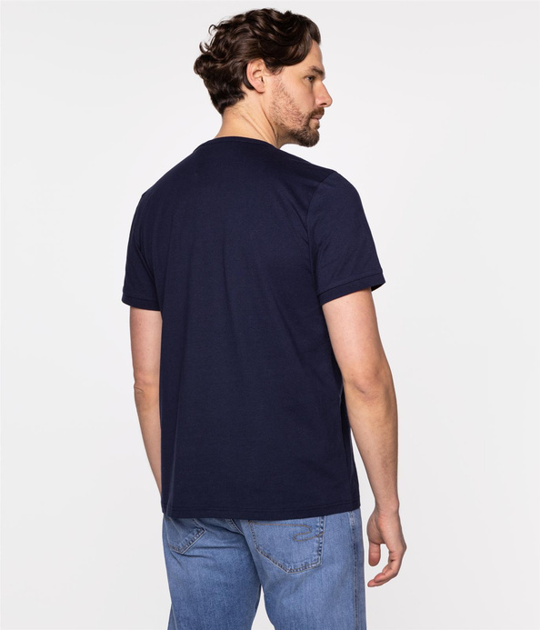 T-shirt z rozpinanym dekoltem HENLEY 4587 NAVY BLAZER