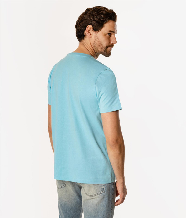 T-shirt z małym haftowanym logo OBUTCH 0875 CABANA BLUE