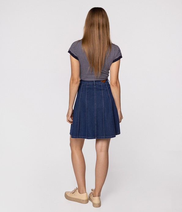 Jeansowa rozkloszowana spódnica przed kolana NADIA 3089 STONE