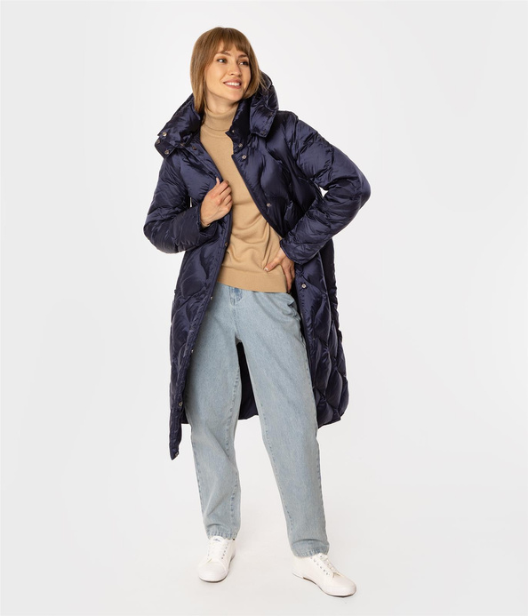 Puchowa kurtka damska z odpinanym kapturem MIRANDA 4617 DRESS BLUE