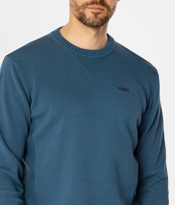 Sweter męski z bawełny organicznej BILL ORGANIC INDIAN TEAL
