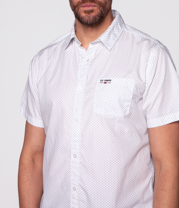 Koszula męska slim z mikroprintem COLIN2 8004 WHITE