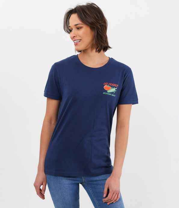 T-shirt unisex z dużym nadrukiem na plecach UNI FRESH 3933 MEDIEVAL BLUE