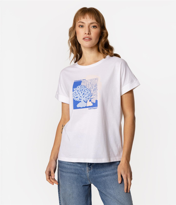 T-shirt damski z nadrukiem TREES 1160 WHITE