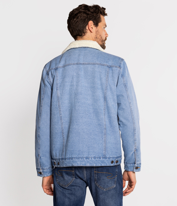 Jeansowa kurtka z futrzastym kołnierzem BERG 2023 LIGHT USED