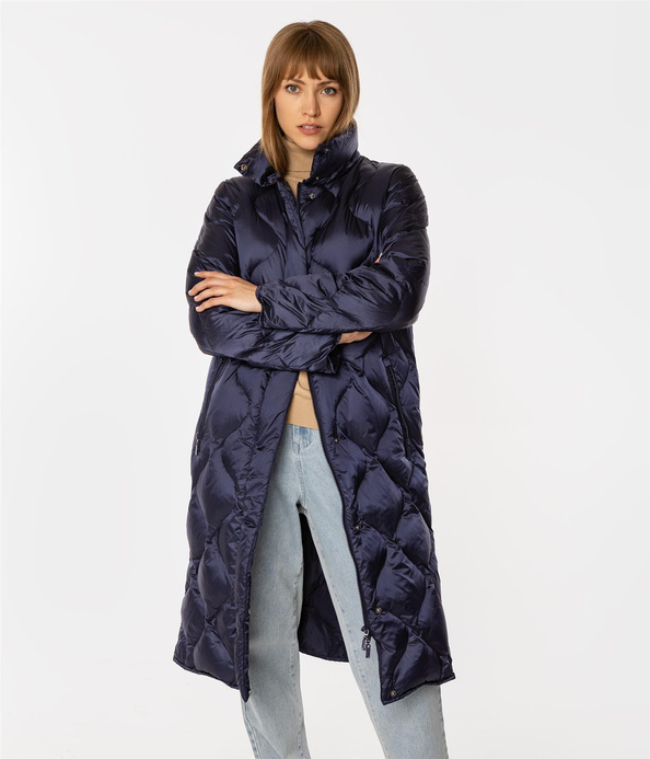 Puchowa kurtka damska z odpinanym kapturem MIRANDA 4617 DRESS BLUE