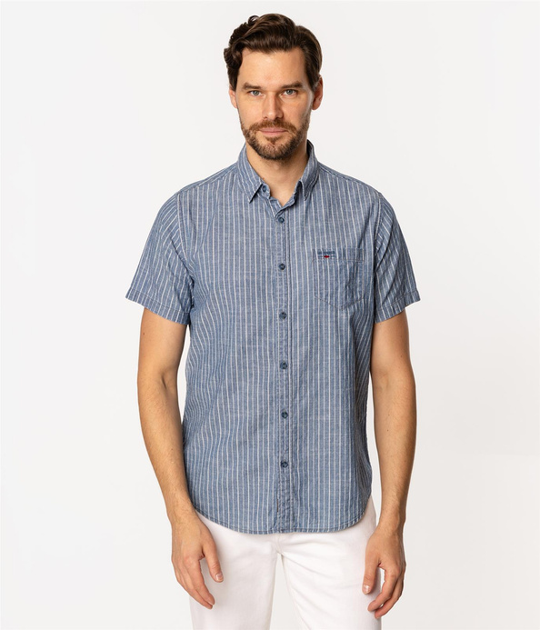 Koszula męska regular z krótkim rękawem WILL2 1120 BLUE INDIGO