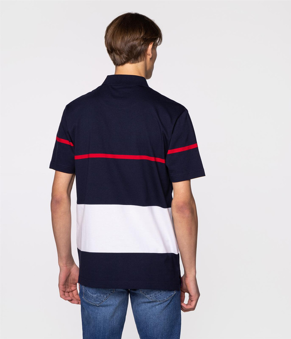 Koszulka polo w szerokie pasy AMOS 4102 NAVY