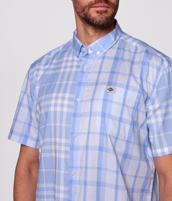 Koszula męska comfort z lnem REJLAND2 2000 BLUE