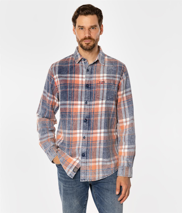 Koszula regular w kratę WILL 9339 ORANGE INDIGO