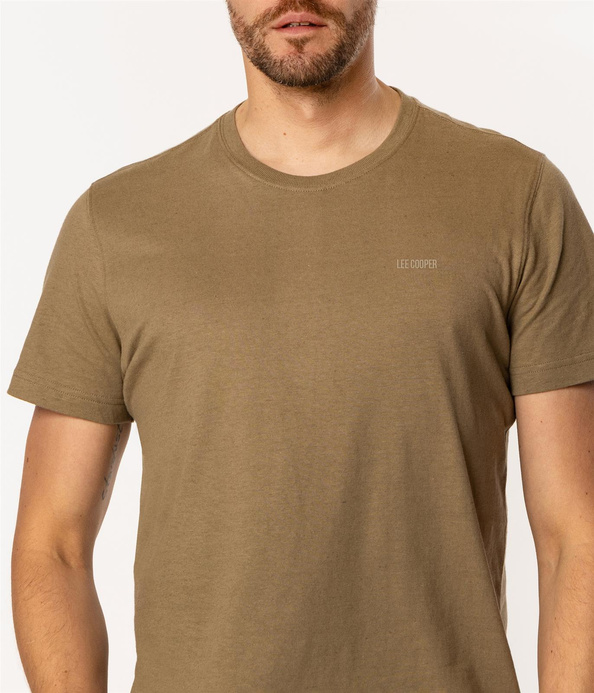 T-shirt męski z lnem OSLO 8515 COVERT GREEN