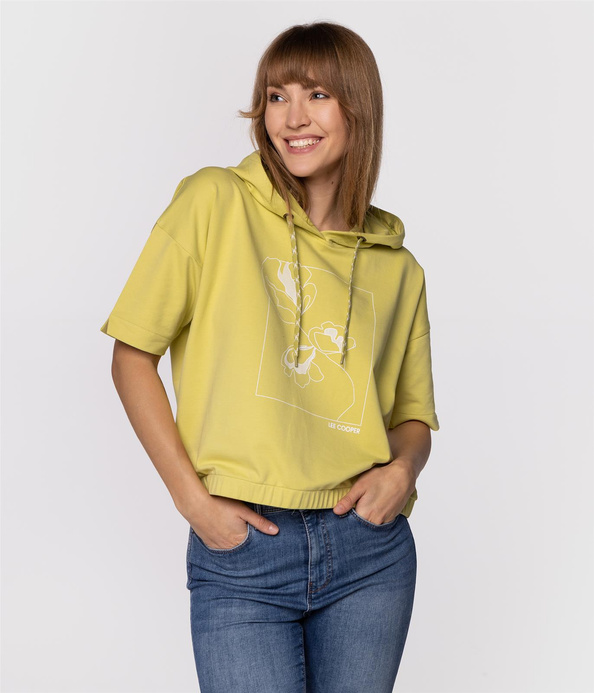 Bluza damska z któtkim rękawem i kapturem ELLA 4521 ENDIVE