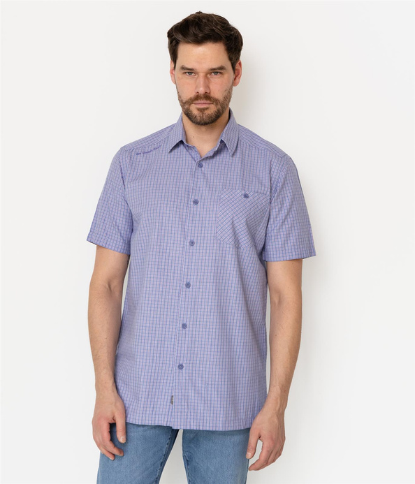Koszula męska regular z krótkim rękawem REVIO2 KL14 SKIPPER BLUE