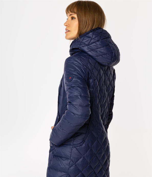 Pikowana puchowa kurtka damska z odpinanym kapturem PIKA2 8809 NAVY