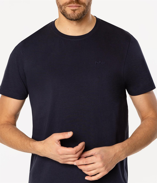 T-shirt z małym haftowanym logo OBUTCH 0875 NAVY BLAZER