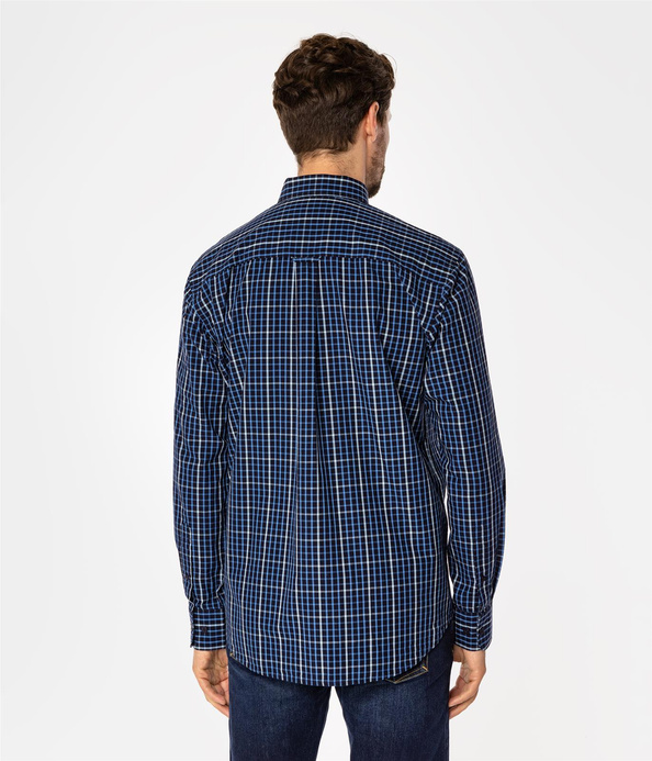 Koszula męska comfort w drobną kratkę NEW TENBY 32KZ BLUE