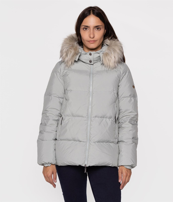 Puchowa kurtka z futrzastym kapturem LILA 2125 GREY