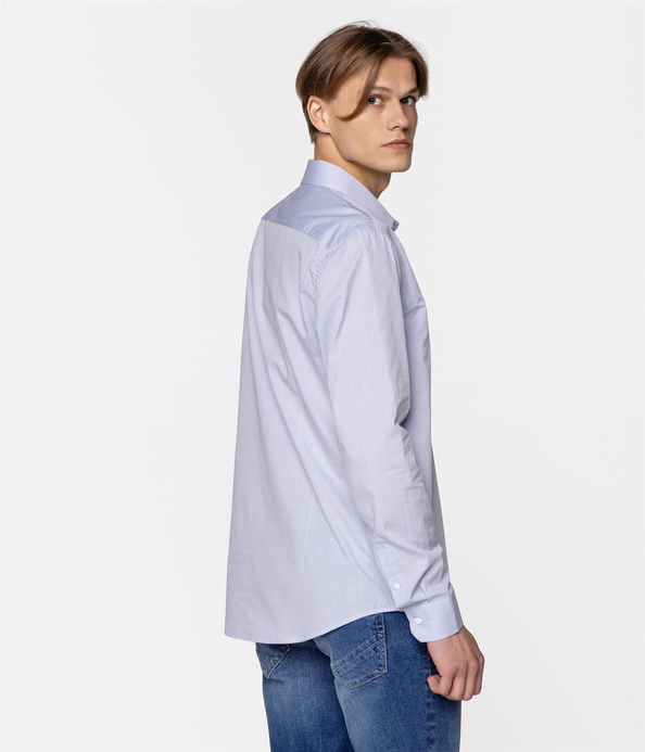 Koszula regular w drobną kratkę VITO 1017 LIGHT BLUE