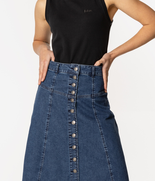 Jeansowa spódnica midi z guzikami IMELIA 2489 DOUBLE STONE