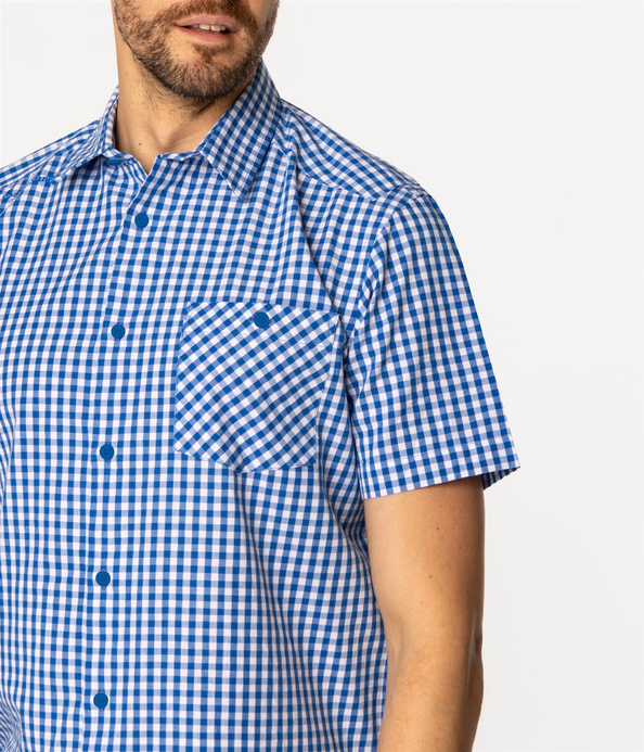 Koszula męska regular z krótkim rękawem REVIO2 KL20 BLUE YONDER