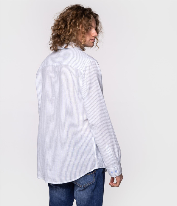 Koszula regular w paski z lnem WILL 9144 WHITE