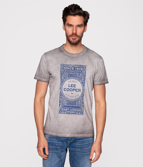 T-shirt slim z brandowanym nadrukiem VINTAGE2 6060 GREY