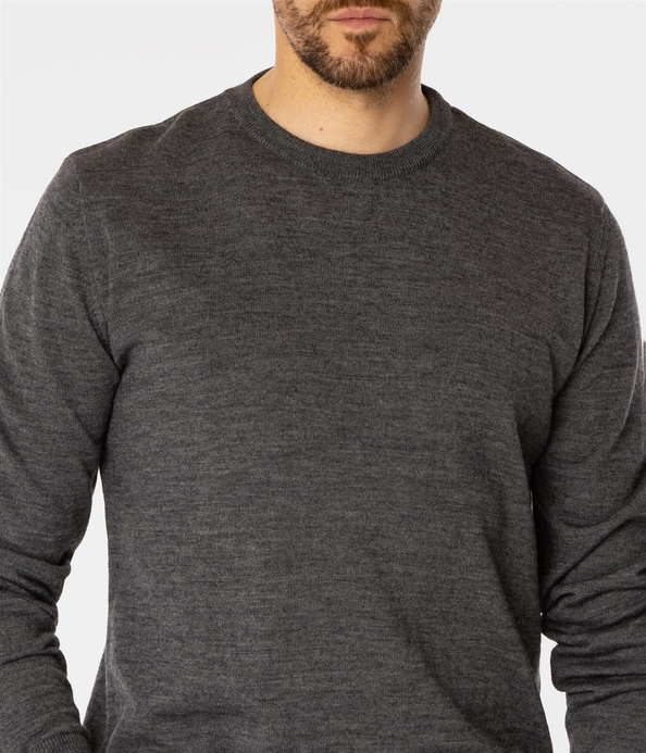 Sweter męski regular z wełną merino LOKI MERA GREY MELANGE