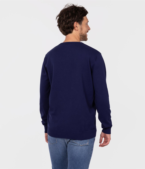 Sweter męski z bawełny organicznej ADAM ORGANIC MEDIEVAL BLUE