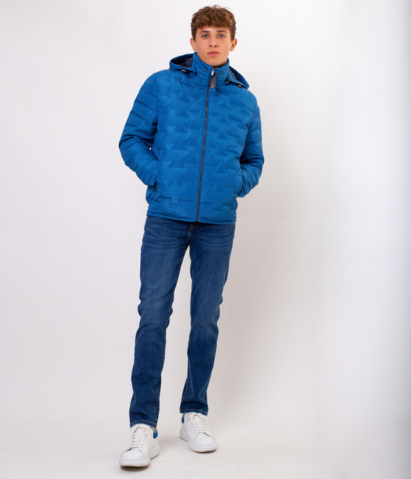 Kurtka puchowa z odpinanym kapturem FREDERIC 3276 BLUE CHECK