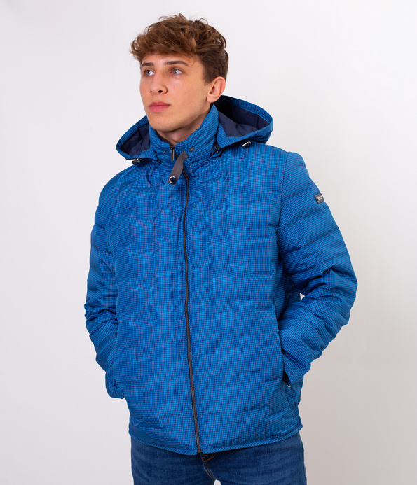 Kurtka puchowa z odpinanym kapturem FREDERIC 3276 BLUE CHECK