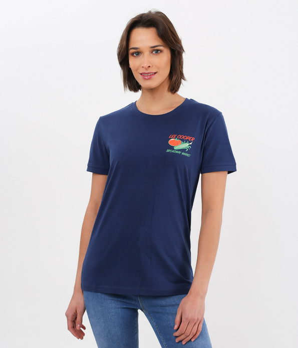 T-shirt unisex z dużym nadrukiem na plecach UNI FRESH 3933 MEDIEVAL BLUE