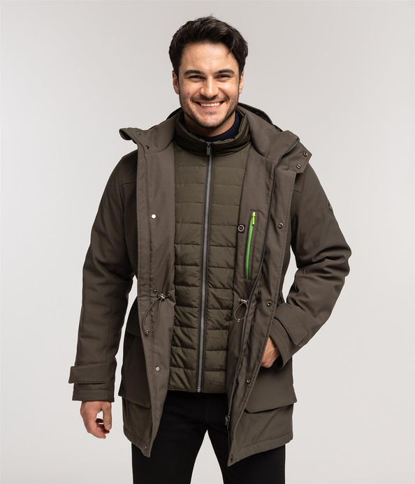 Płaszcz z kapturem i podpinką APOLLO 3808 KHAKI