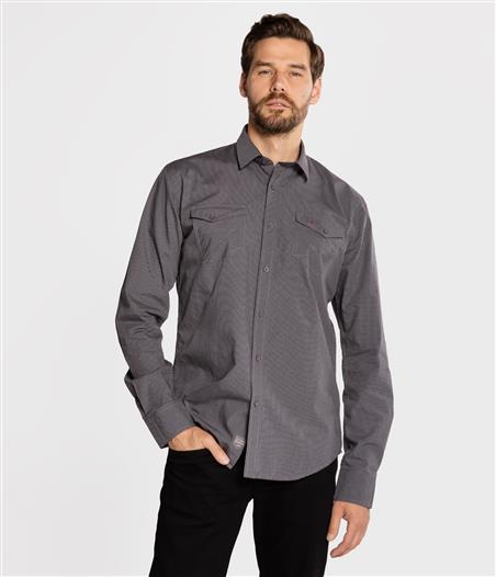 Koszula slim w drobną kratkę MALT KZ40 GREY