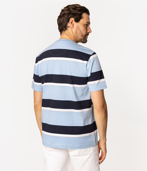 T-shirt męski w poziome paski NADER 5066 BLUE