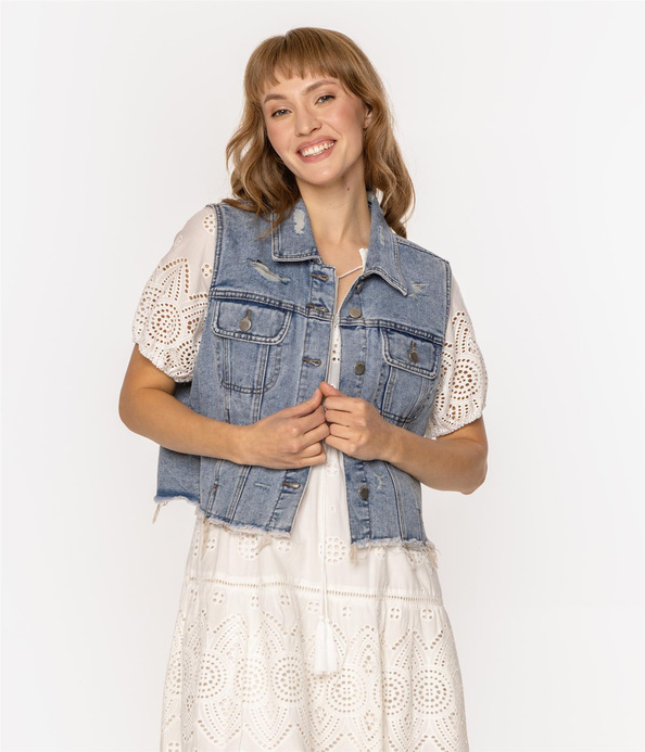 Jeansowa kamizelka damska SEIA 1000 DESTROYED