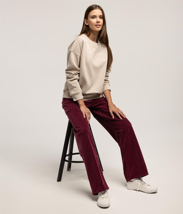 Spodnie damskie wide leg LUNAR CORD MAUVE WINE