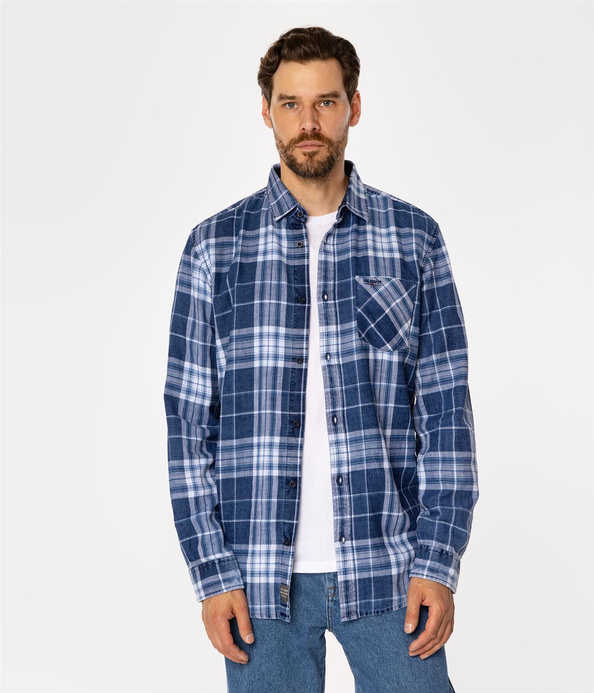 Koszula męska regular w kratę SCOTT 5735 NAVY INDIGO