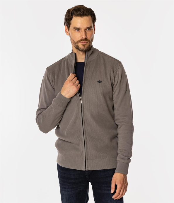 Rozpinany sweter męski ze stójką FARO 4380 DECEMBER SKY