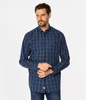 Koszula męska comfort w drobną kratkę NEW TENBY 32KZ BLUE
