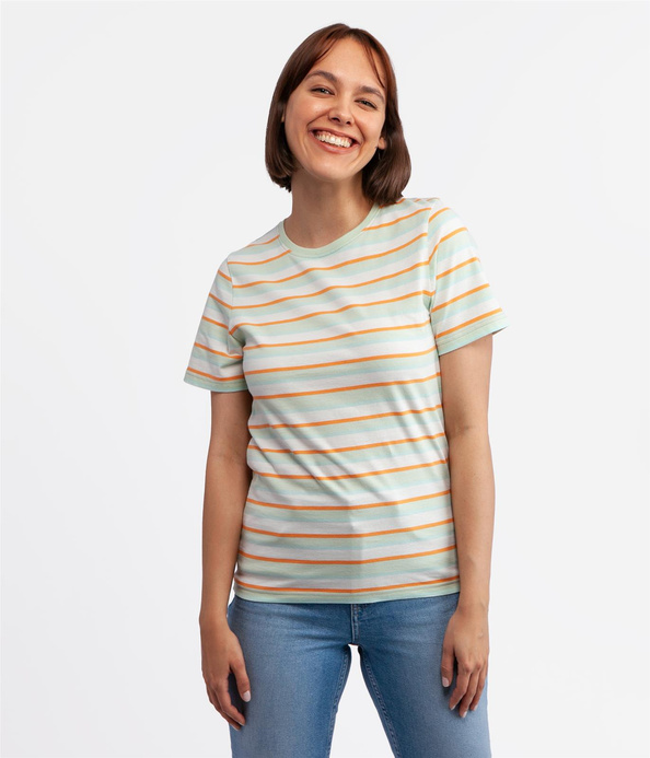 Dopasowany t-shirt w paski TELMA ORGANIC MUSKMELON