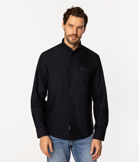 Bawełniana koszula męska regular z długim rękawem LARS OXFORD NAVY