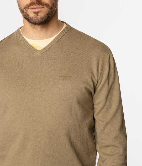 Sweter z bawełny organicznej ADAM ORGANIC COVERT GREEN