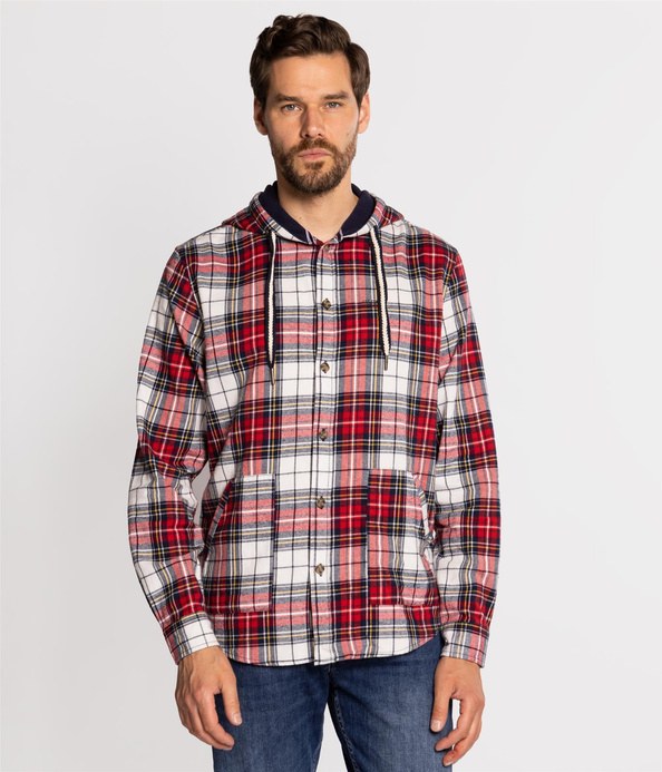 Koszula męska regular z kapturem JON 8318 RED