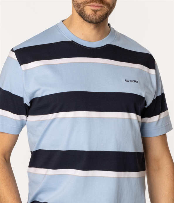 T-shirt męski w poziome paski NADER 5066 BLUE