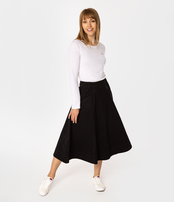 Jeansowa rozkloszowana spódnica NEMA 3084 BLACK