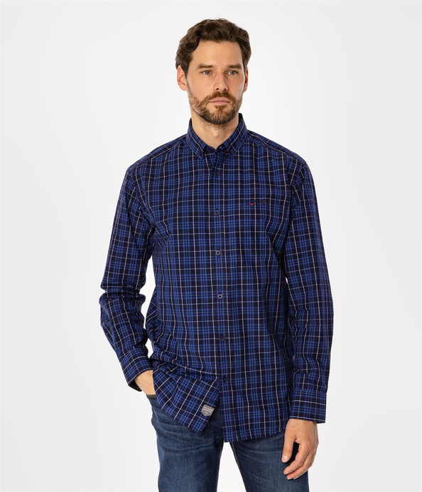Koszula męska comfort w kratę NEW TENBY 24KZ NAVY